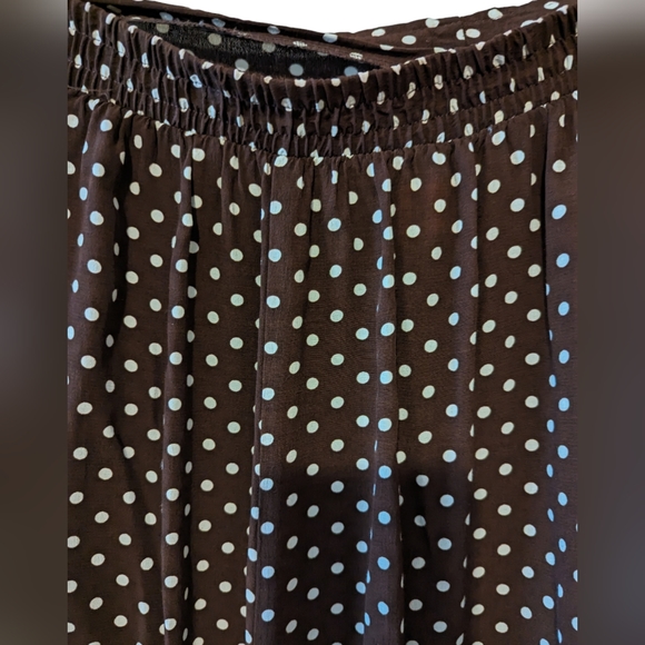 Vintage Maggie McNaughton Brown with Cream Polka Dot Light Pleated Skirt Sz 16W - Picture 4 of 11